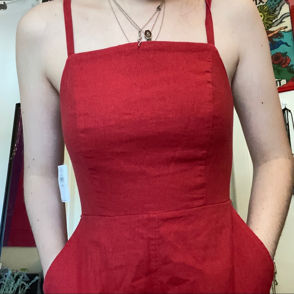 Old Navy red linen jumpsuit